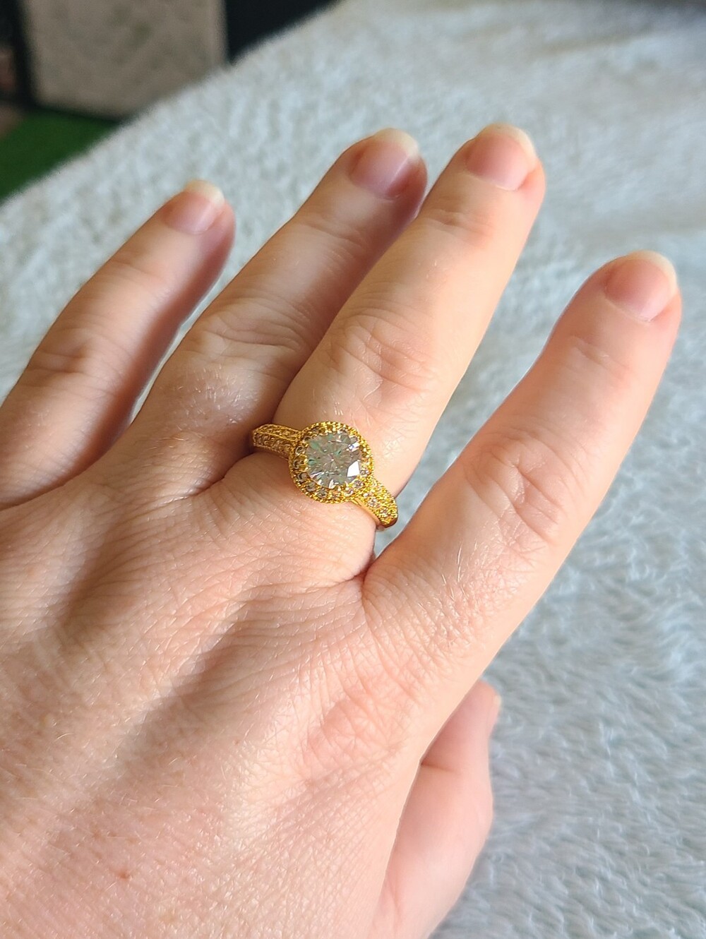 Halo Ring with Round White Sapphire Center